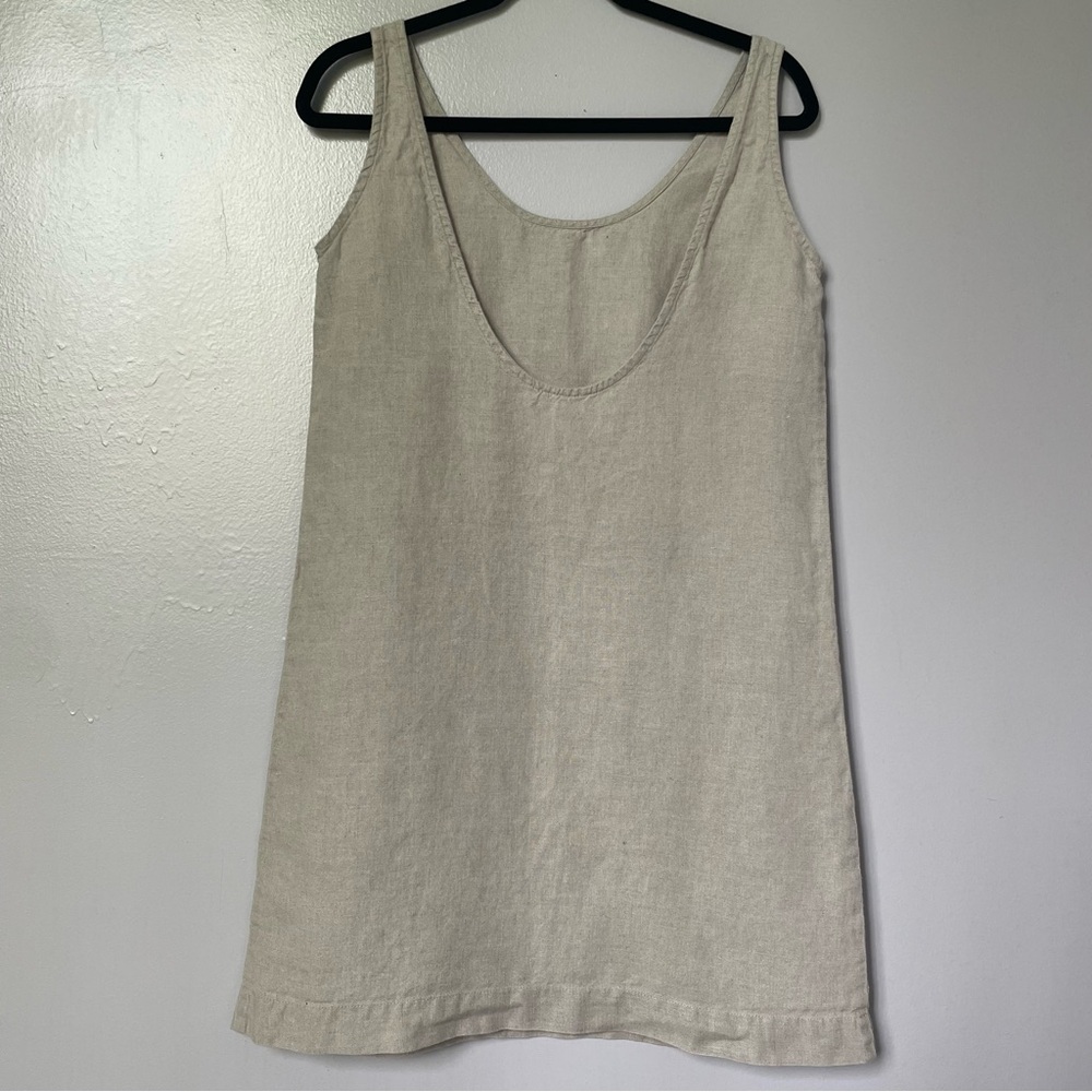 Elegant Beige Linen Summer Dress